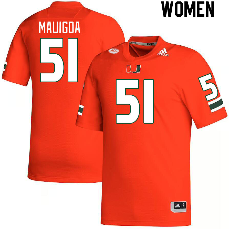 Women #51 Francisco Mauigoa Miami Hurricanes College Football Jerseys Stitched-Orange